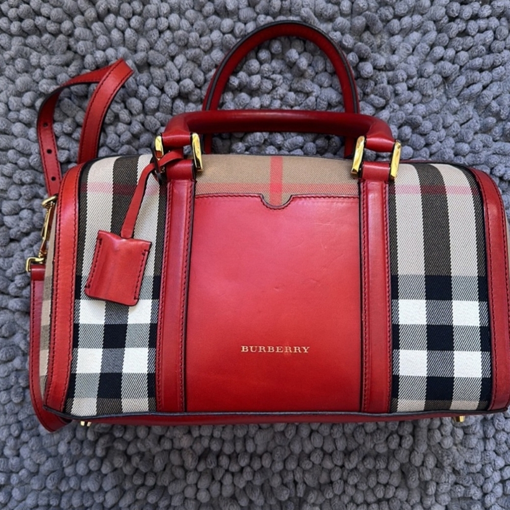 Burberry Alchester Convertible Satchel Horseferry Check Canvas Small